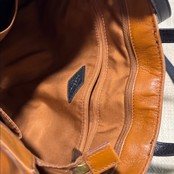 Vintage Fossil Camilla Convertible Backpack /Tote Cow Hide Leather Camel Brown - Picture 6 of 12